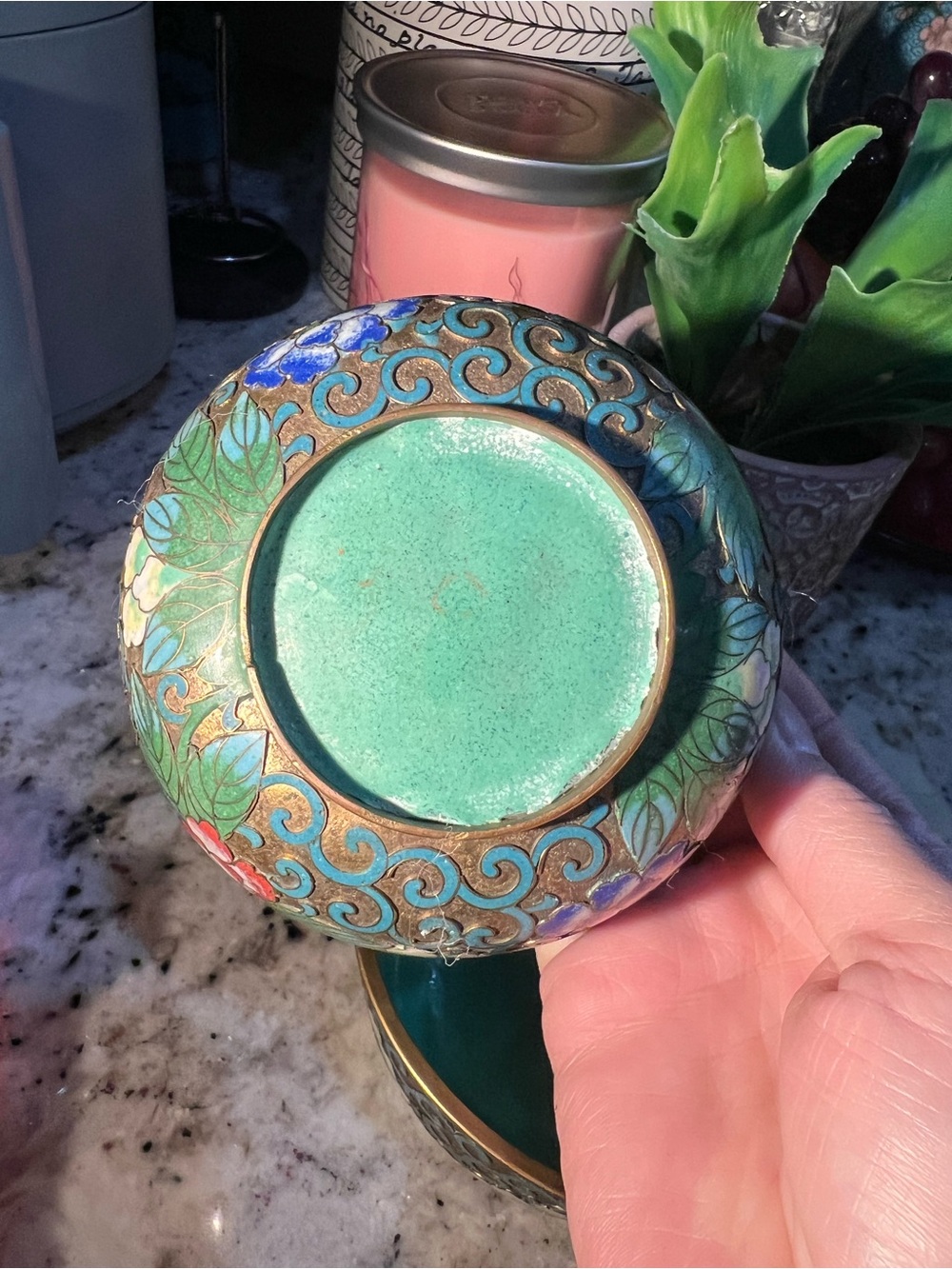Set of 3 Amazing & Rare Floral Cloisonné Bowls, expect some imperfections - Picture 4 of 16